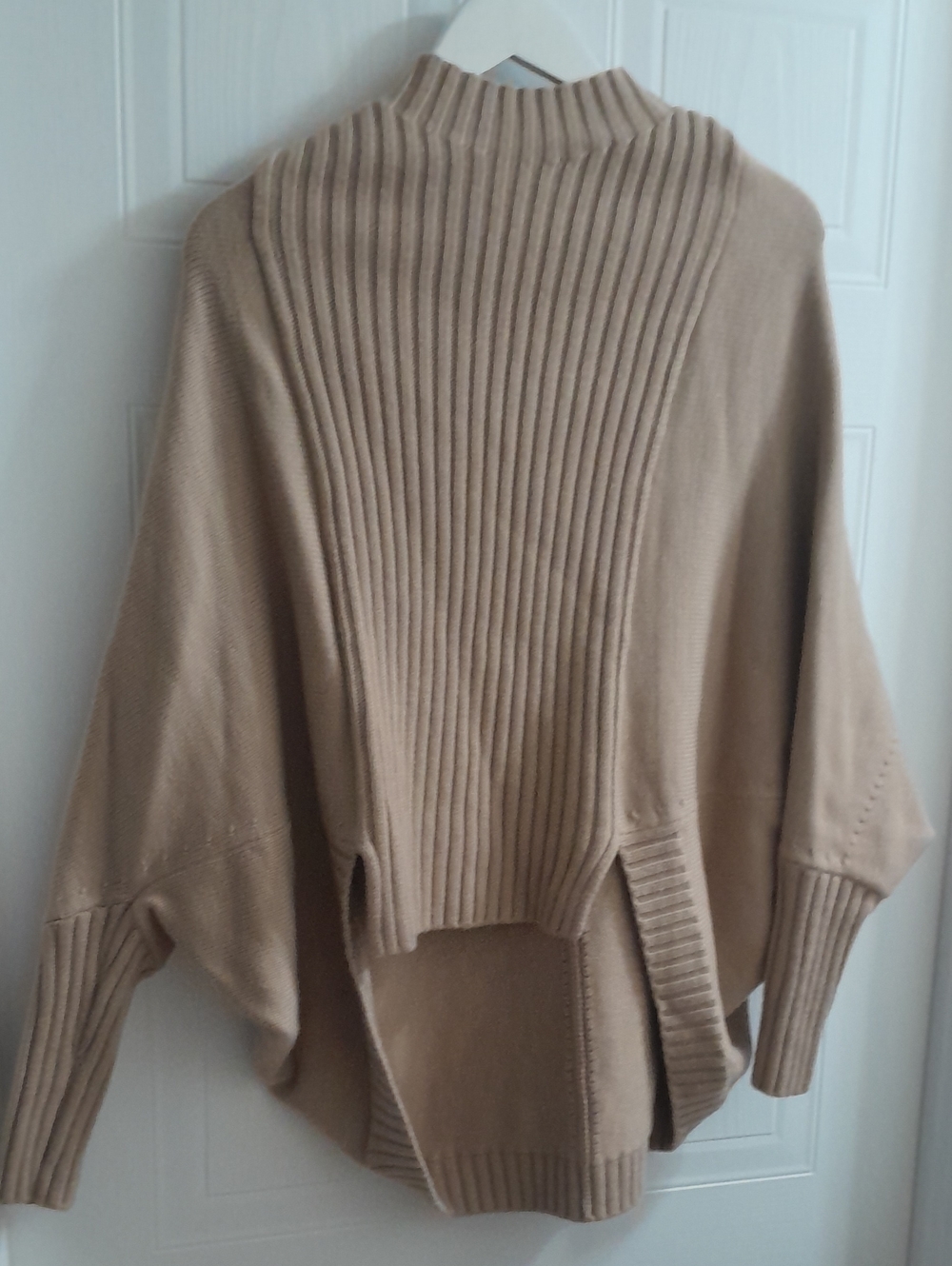 Marciano Camel Ribbed Mock-Neck Poncho